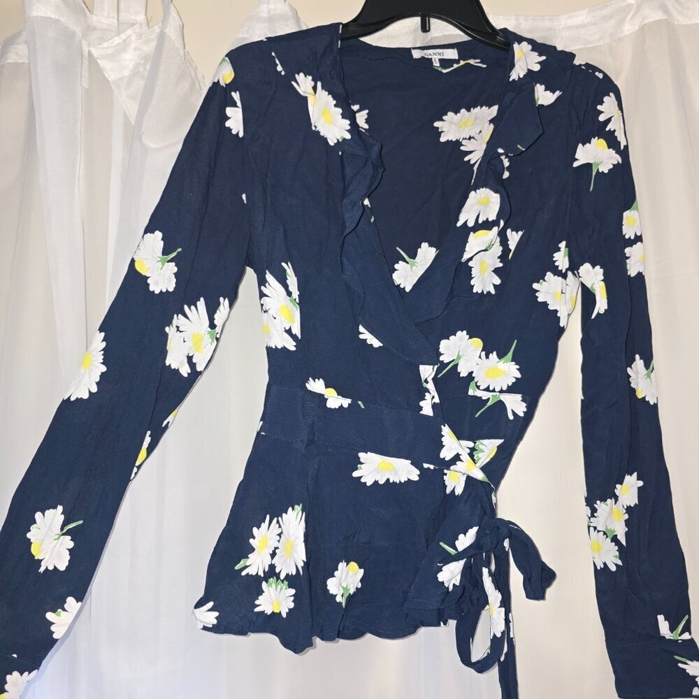 Ganni Cottagecore Floral Ruffle top - Picture 2 of 8